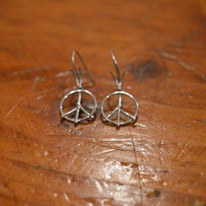 Peace Sign Sterling Silver Earrings